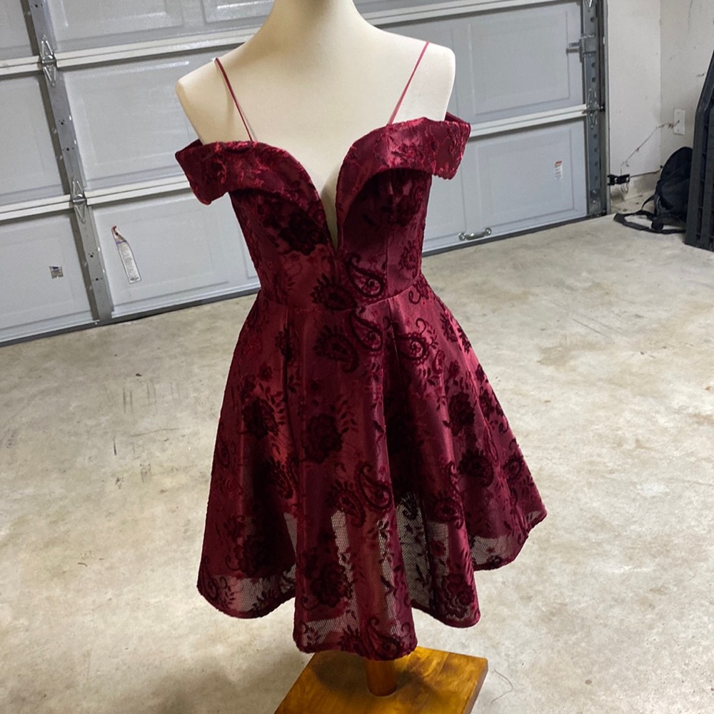 Burgundy velvet dress